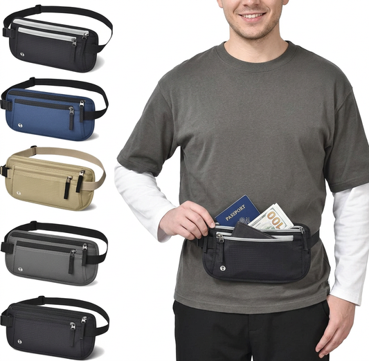 Nomair RFID Travel Waist Pouch — Waterproof, Anti‑Theft, Passport & Document Belt